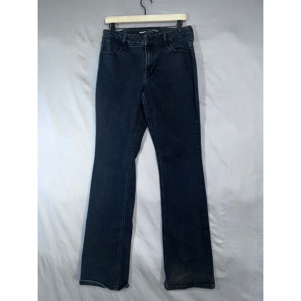 Old Navy Wow Boot-Cut Jeans Mid-Rise Dark Wash Black Denim Tall Size 12